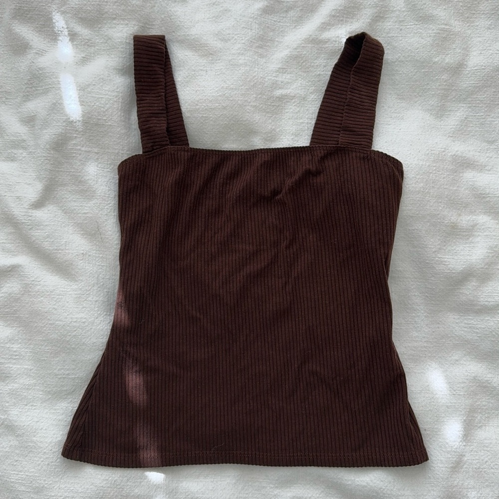 Reformation ribbed tank top brown XS